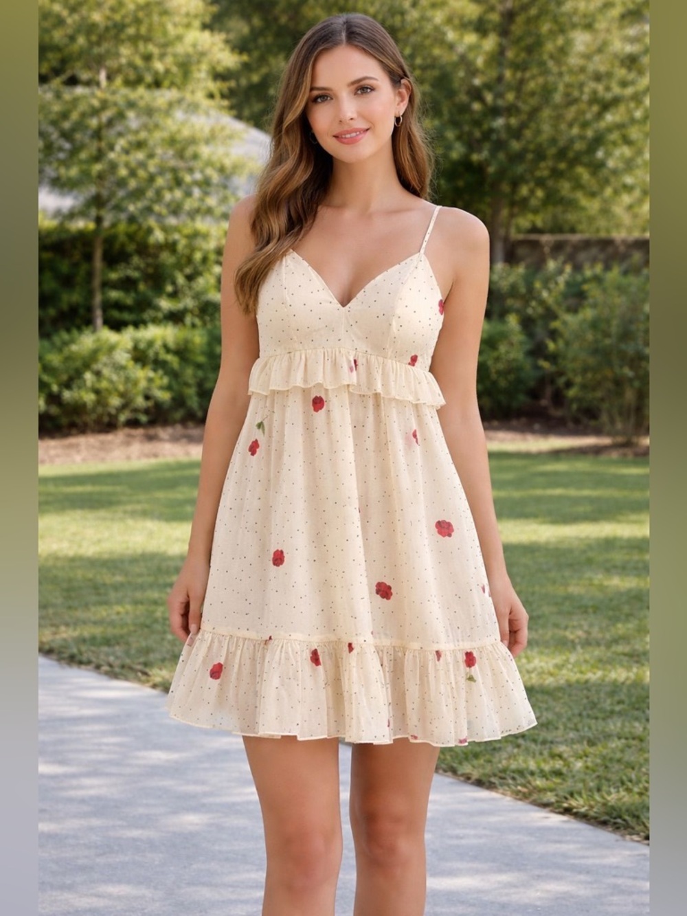 Cottagecore Style Cream Floral Sundress Missord Size Small